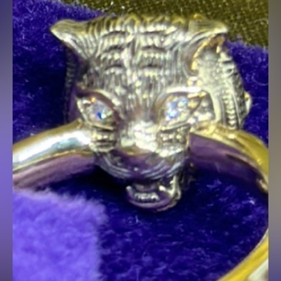 GUCCI 18k 3 diamonds pink opal real diamonds 3 jaguar head 100% real - Picture 4 of 15